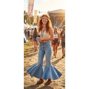 Made in the Shade Vintage Flare Jeans Blue Light Wash Paneled Bell Bottoms 5